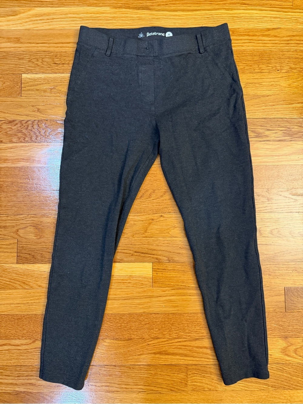 Betabrand Pull On Dress Pant Yoga Pants Dark Gray/Charcoal - Size Medium Petite